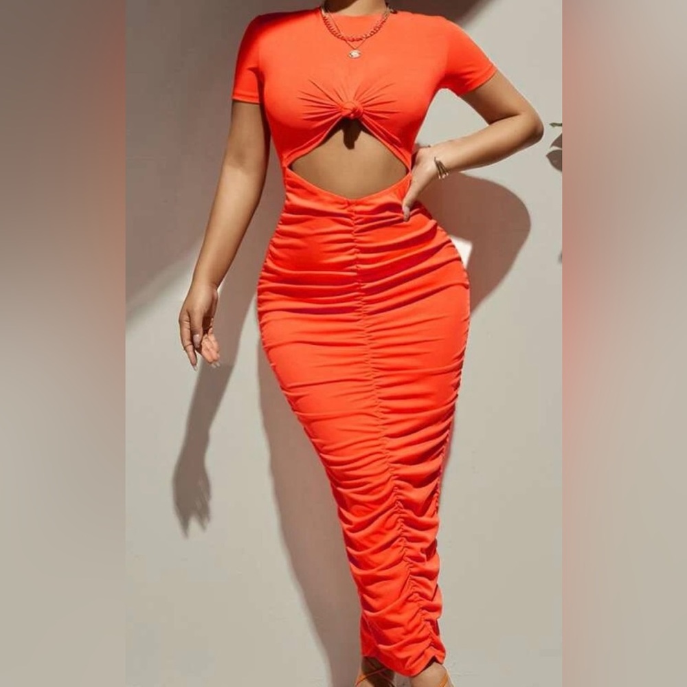 Orange Knotted Maxi Dress
